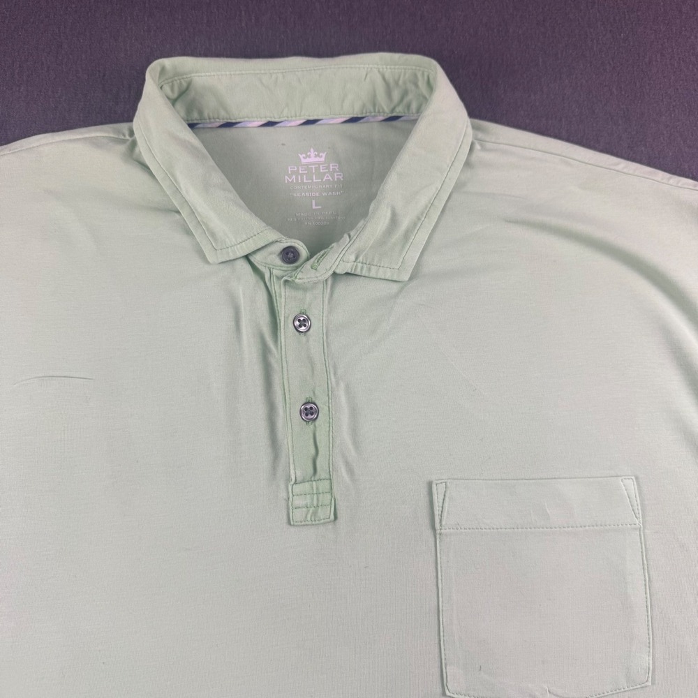 Peter‎ Millar Seaside Wash Polo Shirt Mens Large Mint Green stylish Fit Pocket